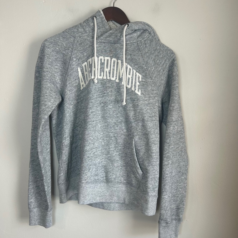 Y2K Vintage Abercrombie Fitch Grey Sherpa Lined Hoodie Sweatshirt Women's Size M